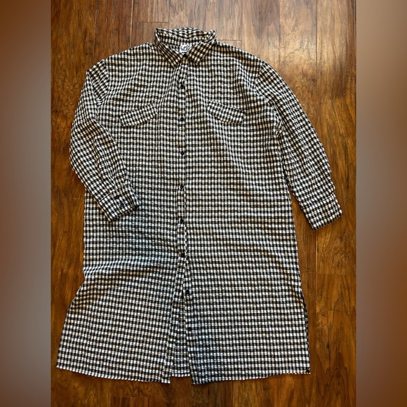 Lola May Dresses & Skirts - Lola May Black and White Shirt Dress Plaid Print Women’s Size 20